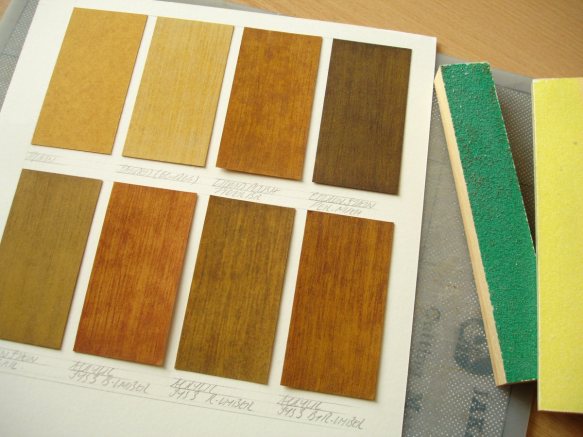 stencil card wood-effect samples