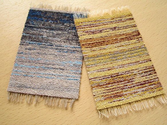 Bristol Weaving Mill, Rag Rugs ('Blue Ombre' and 'Yellow & grey'), models by David Neat
