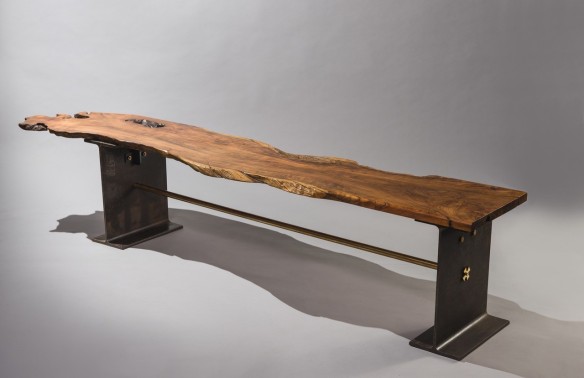 Heino Schmitt 'Be Seated', olive wood, brass and steel. Courtesy of Southern Guild